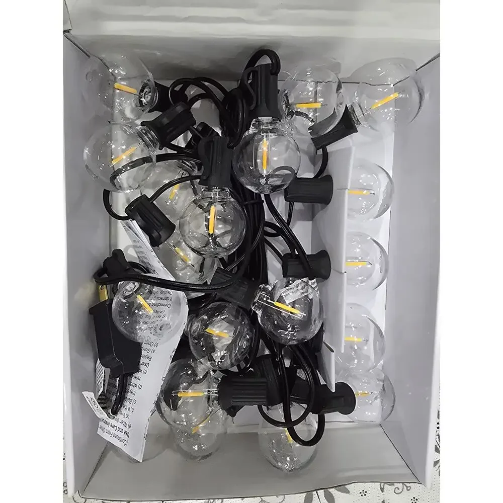 Room Essentials LED String Lights – Black Cord, Warm White - New in Box (Tested)